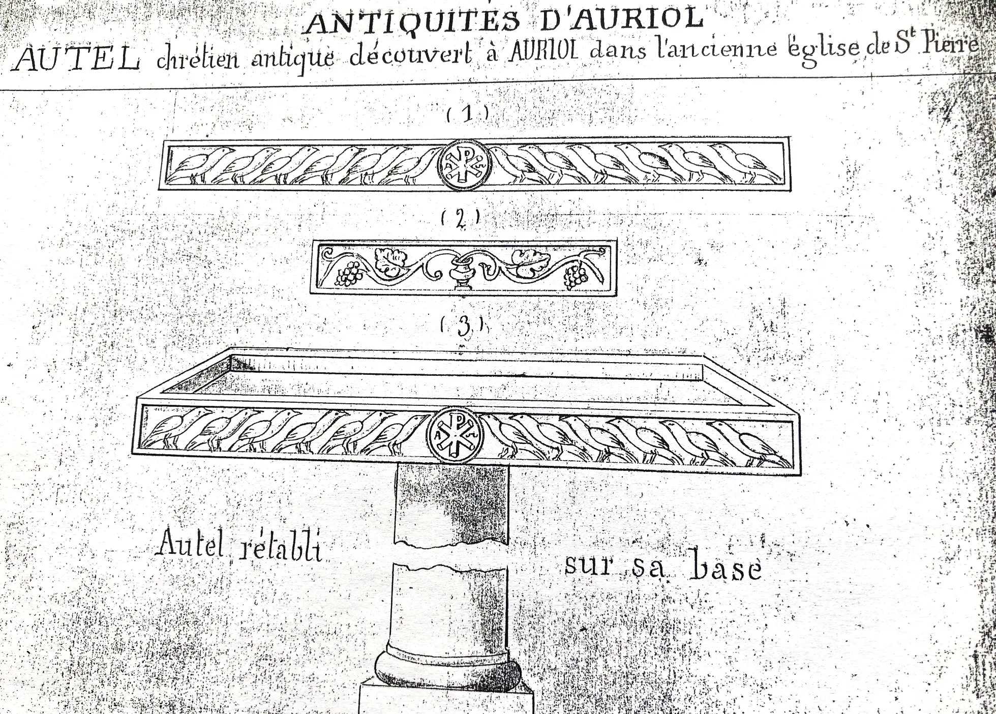 Dessin de l'autel des 12 colombes