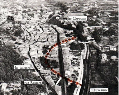 Evolution du tracé de l'Huveaune à Auriol