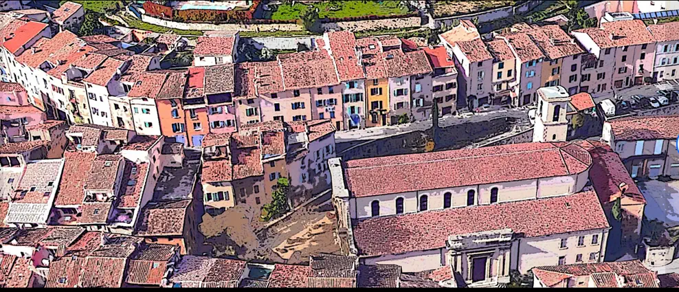 Vue aérienne du village d'Auriol pour illustrer Peste Aïoli